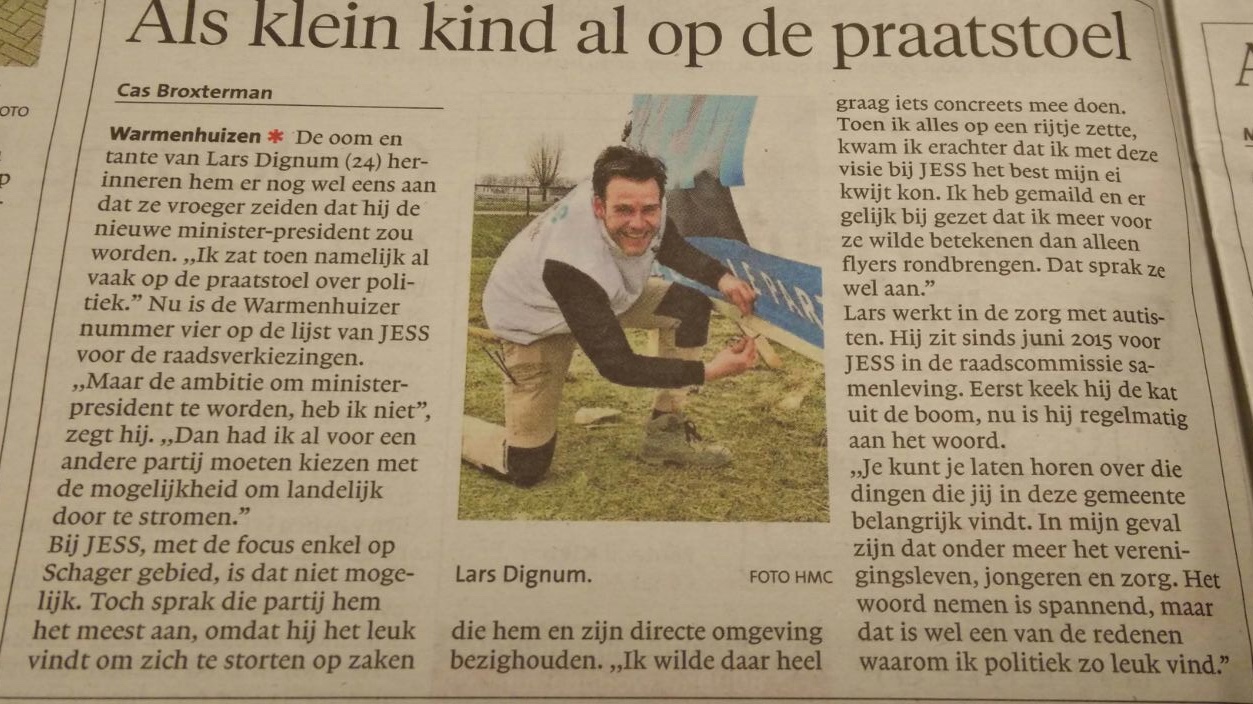 Onze Warmenhuizense Benjamin in de krant